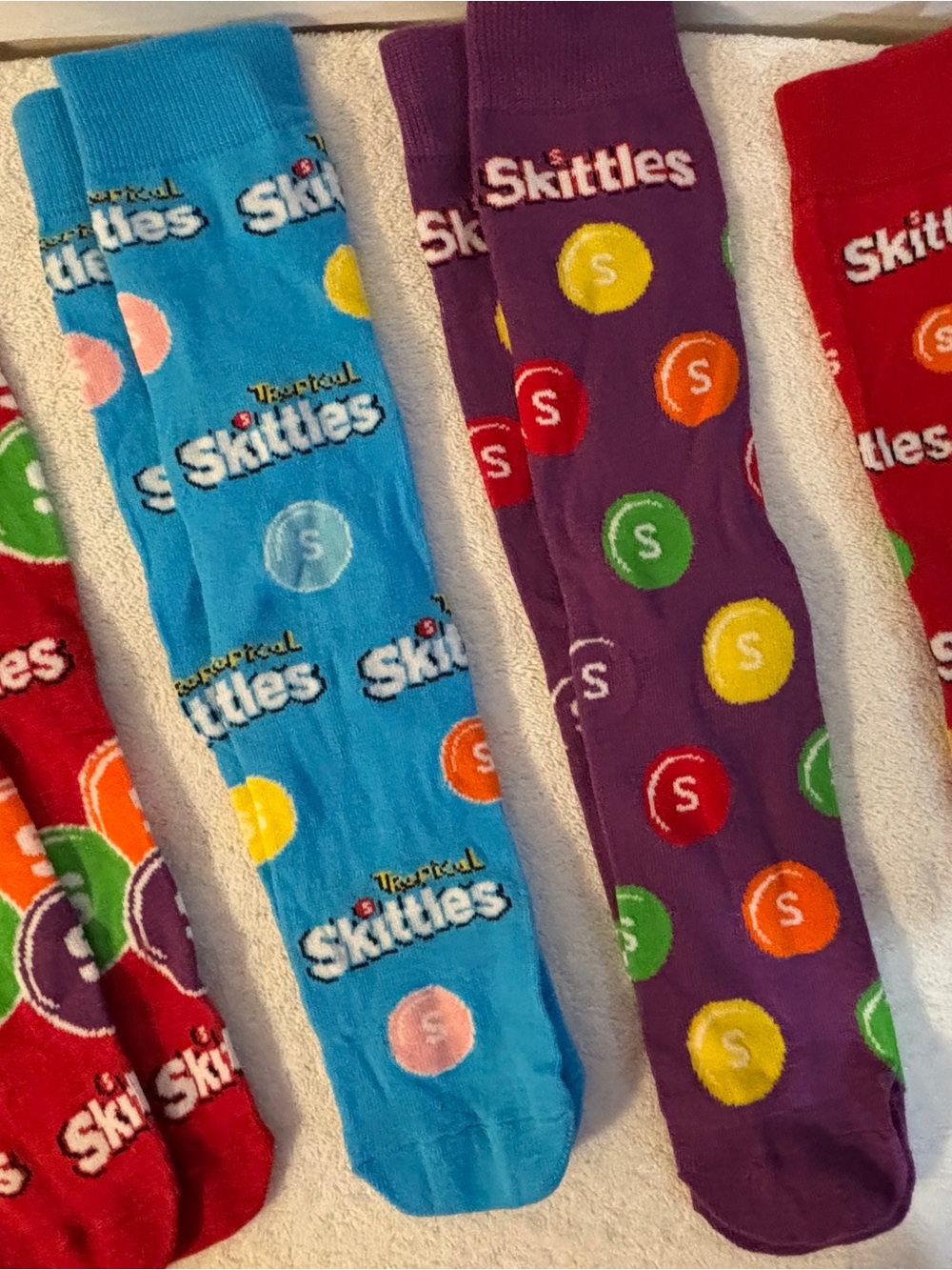 NWOT Skittles socks - 4 pairs - adult size - 5-9 men’s and crew length